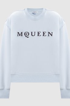 Голубой свитшот с фактурным логотипом