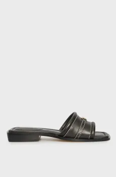 Женские черные кожаные слайдеры MANDY Черный 37 Michael Kors 40R5MAFS2L