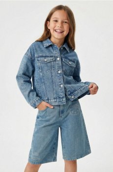 Оверсайз джинсові шорти з декоративними кристалами Hello Kitty - other