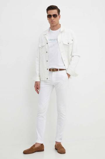 Хлопковая футболка Pepe Jeans CINTHOM мужская цвет белый с принтом PM509369 Хлопковая футболка Pepe Jeans CINTHOM мужская цвет белый с принтом PM509369