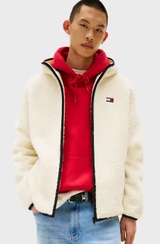 Мужская бежевая куртка TJM REG BADGE TEDDY ZIP TRU EXT Бежевый M Tommy Jeans DM0DM19224