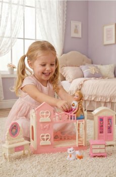 Іграшка - Лялька зі спальнею та аксесуарами - пастельний рожевий