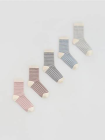 Reserved - Смугасті шкарпетки, 5 пар - нюдовий - 026FB-02X
