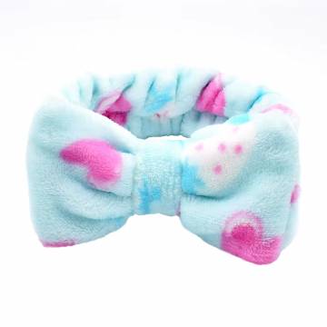 Повязка косметическая Cosmo Shop Бантик, голубая с сердечками, 1 шт (CS11039)