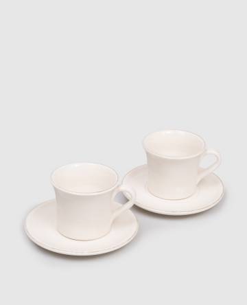 Набор бежевых керамических чашек и блюдце с логотипом логотип