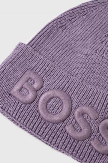 Шапка с примесью шерсти Boss Orange BOSS ORANGE цвет фиолетовый из толстого трикотажа Шапка с примесью шерсти Boss Orange BOSS ORANGE цвет фиолетовый из толстого трикотажа