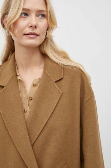 Шерстяное пальто Herskind цвет коричневый переходное oversize Шерстяное пальто Herskind цвет коричневый переходное oversize