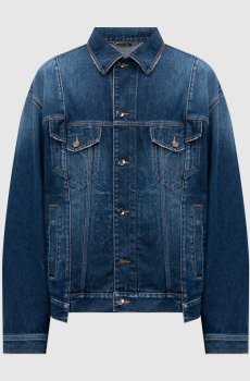 Синяя джинсовая куртка с нашивкой логотипа