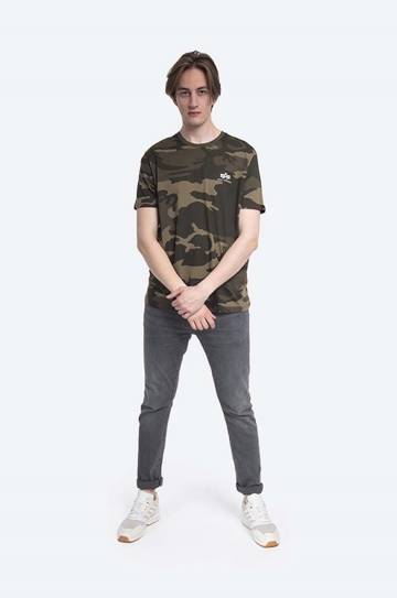 Хлопковая футболка Alpha Industries Backprint T Camo цвет зелёный узорная 128507C.239-green Хлопковая футболка Alpha Industries Backprint T Camo цвет зелёный узорная 128507C.239-green