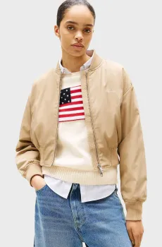 Женский бежевый бомбер NYLON REG CROPPED Бежевый XS Tommy Hilfiger WW0WW45634