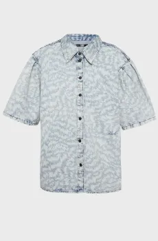 Женская голубая джинсовая рубашка с узором AOP DENIM SHIRT Голубой M Karl Lagerfeld 241W1620