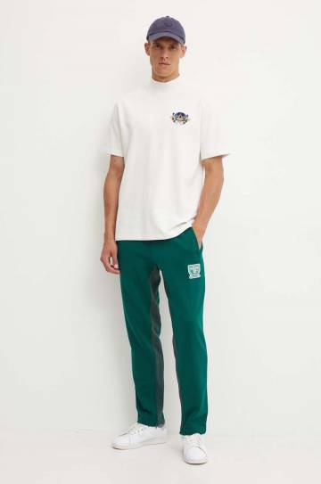 Хлопковая футболка adidas Originals мужская цвет бежевый с аппликацией IX6773 Хлопковая футболка adidas Originals мужская цвет бежевый с аппликацией IX6773