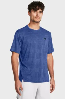 Мужская синяя футболка с узором UA Tech Vent Geotessa SS Синий S Under Armour 1382182-432