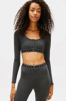 Женский серый топ SP CRP TAPE Серый M Tommy Jeans DW0DW22538