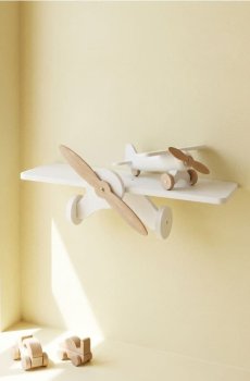 Настінна полиця з мотивом літака - білий