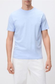 Reserved - Футболка regular fit з льоном - блідо-блакитний - 993IR-05X