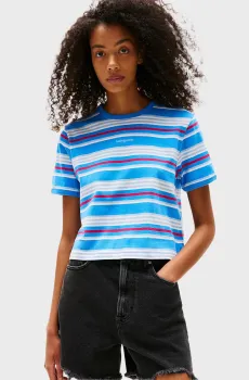 Женская футболка в полоску REG SH SCRIPT STRIPE Разноцветный XS Tommy Jeans DW0DW21391