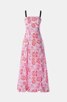 Рожева бавовняна сукня максі на бретелях