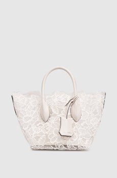 Белая сумка-тоут в цветочный узор с брелоком
