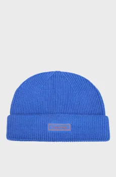 Мужская синяя шерстяная шапка PATCH CHUNKY Синий ONESIZE Calvin Klein LV04D8058G