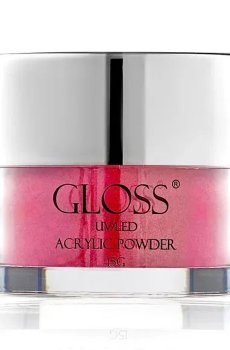 Акриловая пудра для ногтей Gloss UV/LED Acrylic Powder 022 Красный с микроблеском и блестками, 15 г