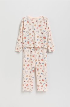 Reserved - Візерунчаста піжама з двох частин - пастельний рожевий - 271GF-03X