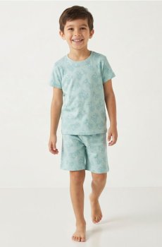 Двокомплектна бавовняна піжама - блакитний
