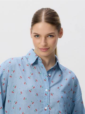 Reserved - Сорочка з малюнком - блідо-блакитний - 190IH-05X