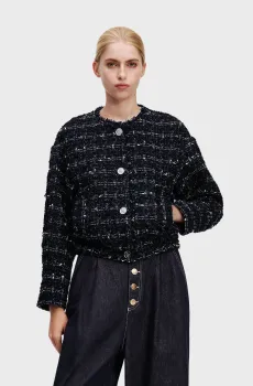 Женский темно-синий твидовый жакет BOUCLE BOMBER JACKET Синий 40 Karl Lagerfeld A1W14030