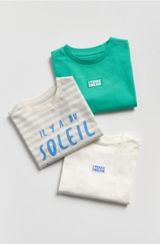 Reserved - Бавовняна кофта з довгим рукавом, набір з 3 - кремовий - 038IT-01X