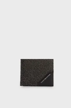 Мужской черный кожаный кошелек с узором TH MONOGRAM MINI WALLET Черный ONESIZE Tommy Hilfiger AM0AM12774