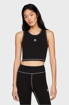 Женский черный топ CREST CONTRAST SEAM FITTED Черный L Tommy Hilfiger WW0WW41128