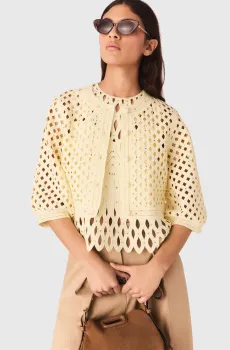 Женский желтый кардиган Желтый 34 MAJE MFPCA00694_Pale Yellow