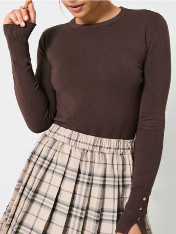 Джемпер з декоративними ґудзиками - пильно-коричневий Джемпер з декоративними ґудзиками - пильно-коричневий