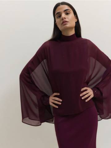 Reserved - LADIES` PONCHO - червоне дерево - 549EN-93X Reserved - LADIES` PONCHO - червоне дерево - 549EN-93X