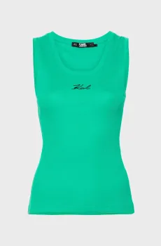Женская зеленая майка LOGO RIB TANK TOP Зеленый S Karl Lagerfeld 241W1712