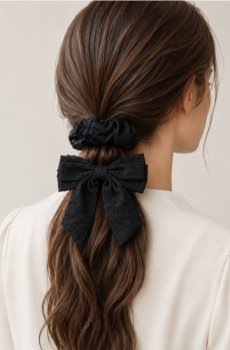 Шпилька для волосся з бантом і резинка scrunchie 2 pack - чорний