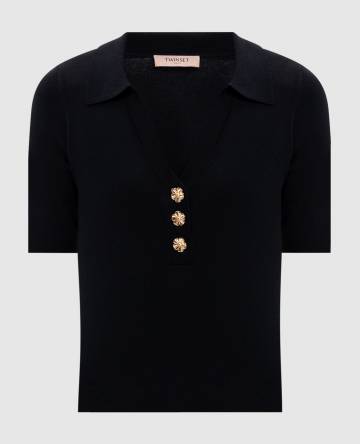 Черное поло с эмблемой Черное поло с эмблемой