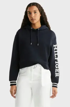 Женское темно-синее худи REG MONOTYPE SLV CROP HOODIE Синий M Tommy Hilfiger WW0WW39140