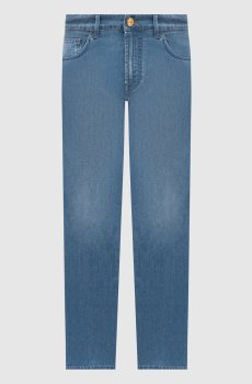 Синие джинсы с логотип патч