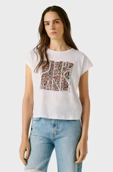 Женская белая футболка LAUREN Белый XS Pepe Jeans PL5000158