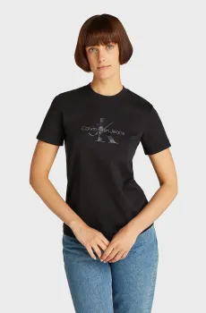 Женская черная футболка GLOSSY MONOLOGO REGULAR TEE Черный XS Calvin Klein Jeans J20J224983