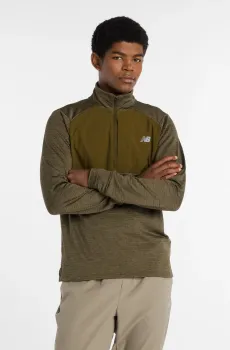 Мужской зеленый реглан Athletics Heat Grid 1/2 Zip Зеленый S New Balance MT43204WOO