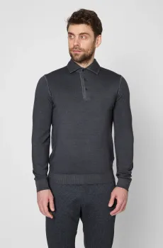 Мужское темно-синее шерстяное поло Синий XXL Pierre Cardin PC.-C5 50704.5037