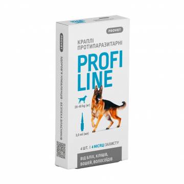 Противоразитарные капли для собак ProVET Profiline от 20 до 40 кг, 4*3 мл Противоразитарные капли для собак ProVET Profiline от 20 до 40 кг, 4*3 мл