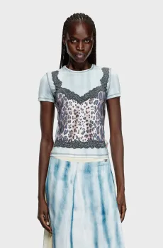 Женская голубая футболка T-ILENI Голубой S Diesel A16603 0CLBP