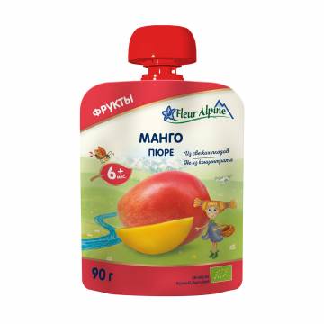 Детское фруктовое пюре Fleur Alpine Organic Манго, от 6 месяцев, 90 г Детское фруктовое пюре Fleur Alpine Organic Манго, от 6 месяцев, 90 г