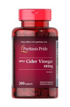 Яблочный уксус Puritans Pride Apple Cider Vinegar, 480 мг, 200 таблеток