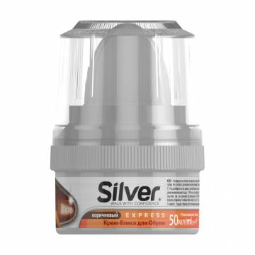 Крем-блеск Silver для обуви, банка, коричневый, 60 мл Крем-блеск Silver для обуви, банка, коричневый, 60 мл