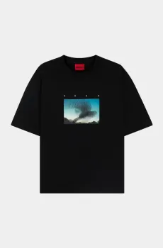 Мужская черная футболка с принтом Черный S HUGO 10502